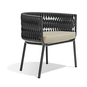 Cadeira Bilbao com Braço tecida com Fita Sintética preta